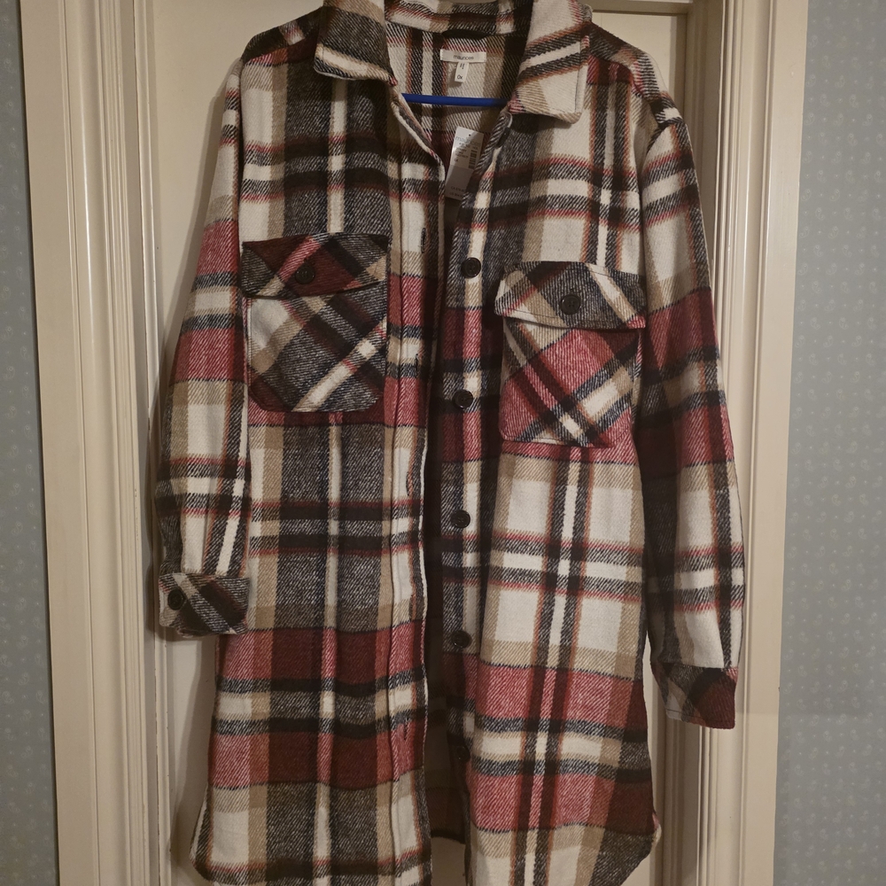 Maurices Plaid Jacket - Red, Black, Cream Size 0X.